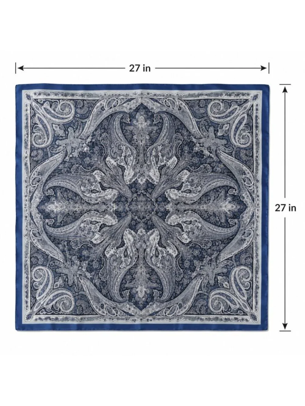 Navy Paisley Satin Scarf 27x27 Wild Rag Western Cowboy Cowgirl Fashion Scarf